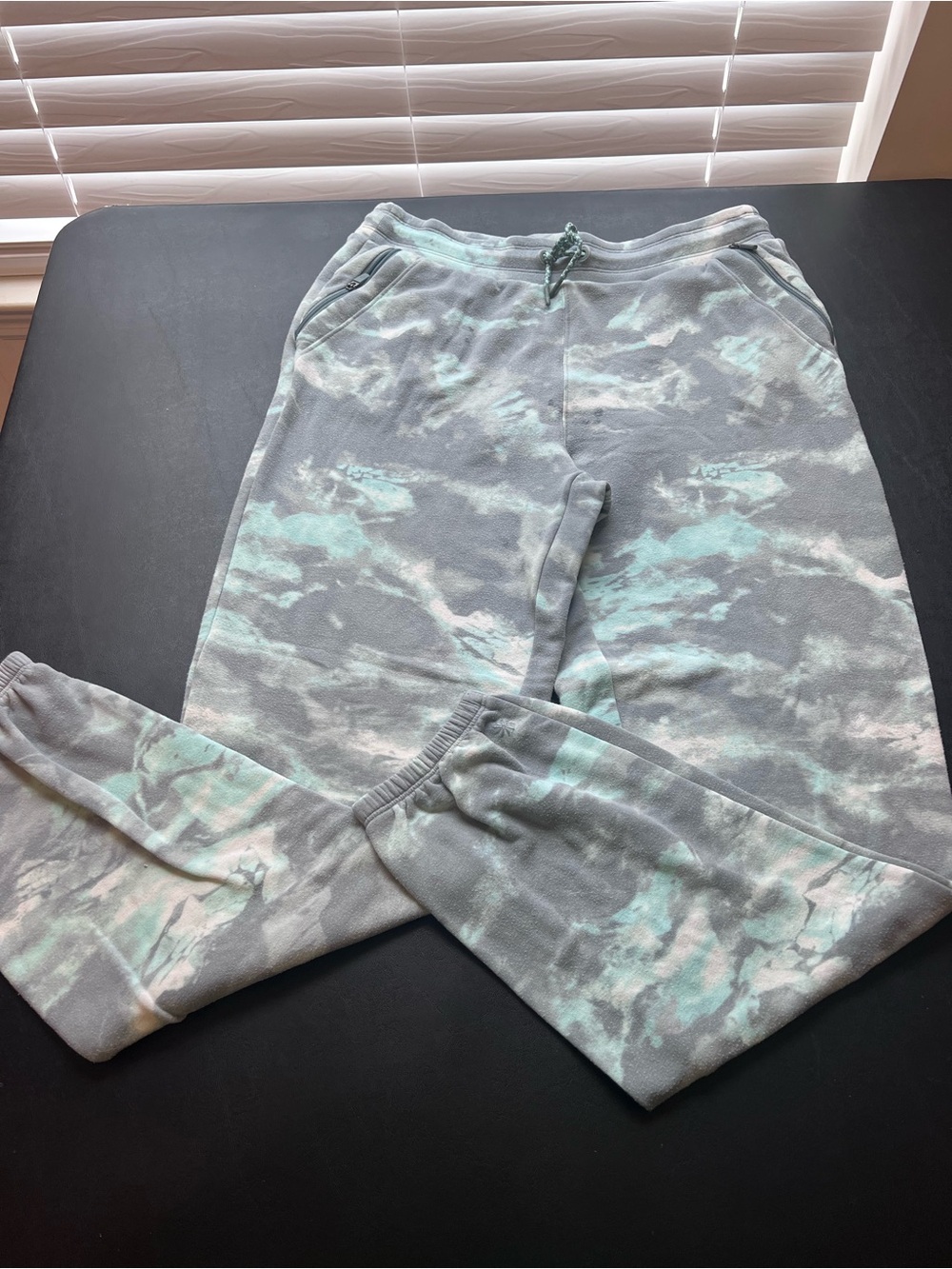 Athleta Girls Gray & Mint Tie-Dye Joggers